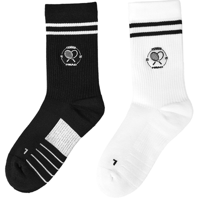 HEAD海德复古条纹中筒两双装袜子