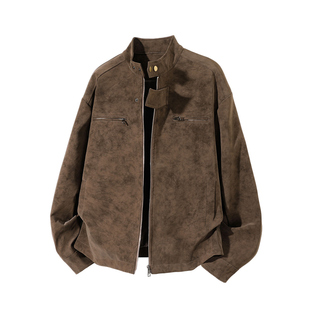 班尼路SK2025秋季新款美式复古皮衣外套男高级感宽松夹克上衣服YS