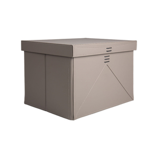 折叠结构绑绳子皮质收纳箱筐高定样板间衣帽间厅柜顶层整理柜储物