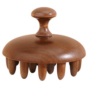 天然檀木圆盘头皮按摩梳头部疏通神器经络梳子刮痧头疗女指环梳