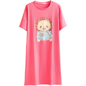 大码韩版卡通风纯棉显瘦短袖睡裙