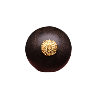 原创S925银镀金天然奇楠沉香木镶嵌五路财神圆珠光珠散珠DIY配饰