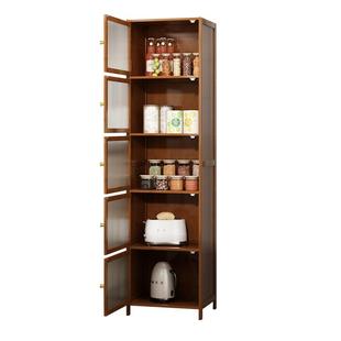 厨房置物架带门落地夹缝收纳柜家用多功能翻盖窄高储物柜客厅架子