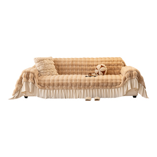 法式复古毛绒沙发巾盖布2026冬季新款一整张全盖保暖沙发套罩毯子