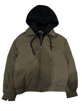 冬季男韩版工装假俩件连帽羽绒服