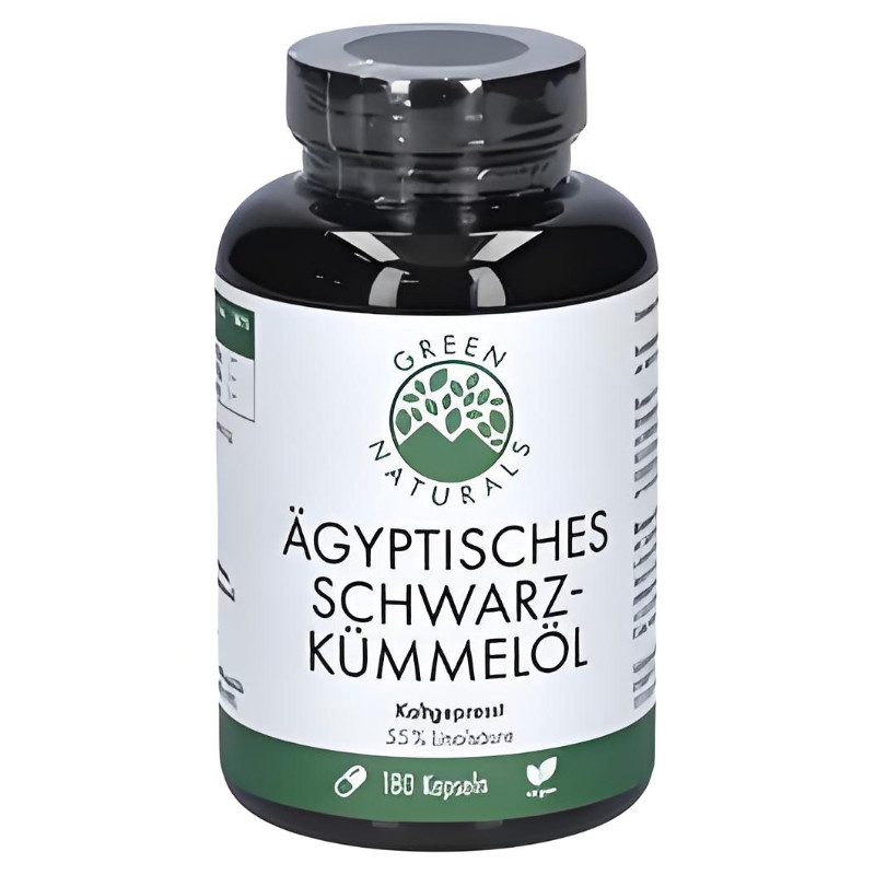 德国直邮Green Naturals 埃及黑种草籽油胶囊黑孜然籽油胶囊180粒