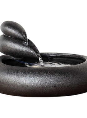 陶瓷流水器中式装饰摆件桌面招财玄关客厅办公室水景鱼缸喷泉礼品