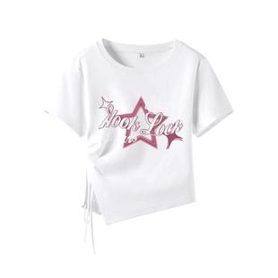 KWV真维斯不规则打底衫上衣白色短袖t恤女2026新款夏日ootd穿搭