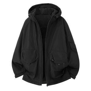 it :5cm/FIVECM美式连帽工装羽绒服男士2026冬季保暖白鸭绒外套潮