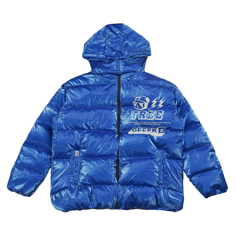 韦恩泽维尔可脱卸帽印花羽绒服