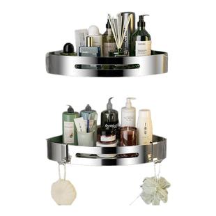 免打孔 淋浴房浴室 304不锈钢三角篮置物架壁挂黑色卫生间 收纳架