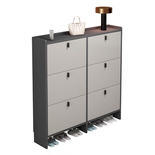 实木超薄鞋柜17cm经济型家用门口多功能入户收纳轻奢翻斗式小鞋架