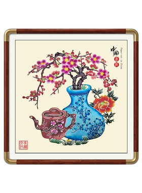 蔚县梅兰竹菊手工剪纸摆件