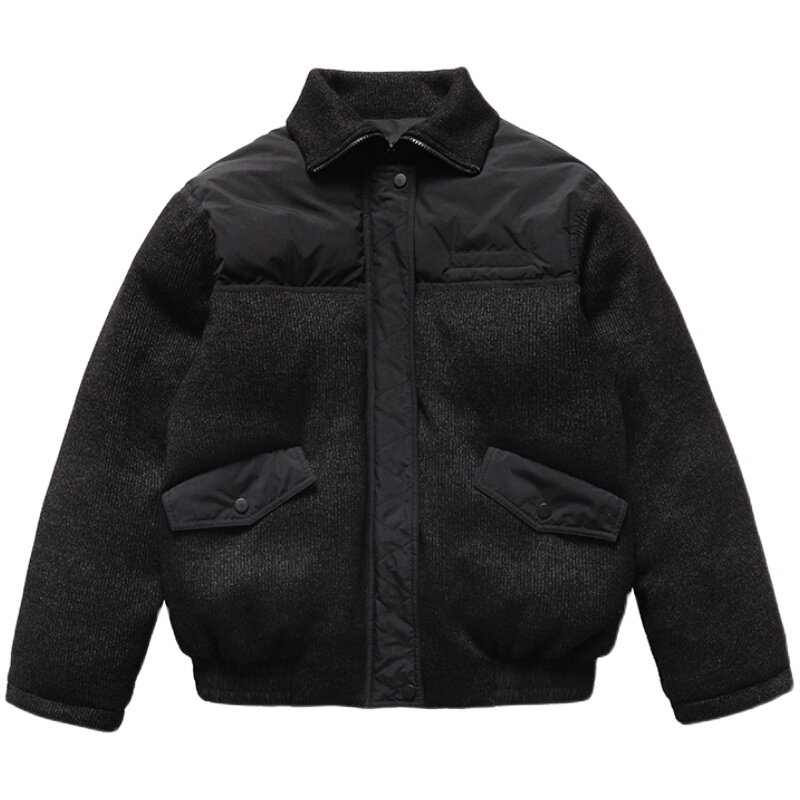NKGC2022AW 秋冬复古纹理针织拼色棉服外套宽松加厚保暖夹克中性