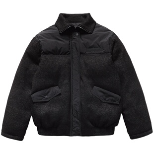 NKGC2022AW 秋冬复古纹理针织拼色棉服外套宽松加厚保暖夹克中性