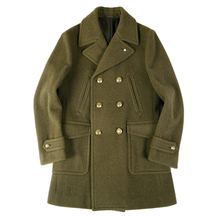 VINTAGE 50'S进口羊毛PEA-COAT复古740双排金扣毛呢派克大衣