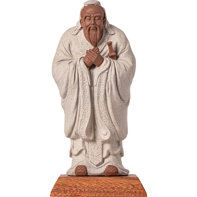 紫砂孔夫子国学圣人古代历史人物雕像家居书房禅意工艺品老子摆件