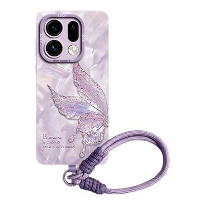 轻奢风洛可可蝴蝶斜挎绳硅胶壳