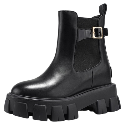 艾今25新款9.5cm增高搭扣切尔西