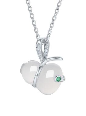 周六福冰透葫芦项链女款白玉福禄玉髓链坠优雅节日礼物送女友