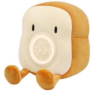 吐司毛绒闹钟儿童专用起床神器学生用男孩女孩震动可爱小夜灯一体