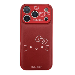 红色皮质新年猫咪少女心适用苹果17手机壳日韩风iphone16promax支架17promax新款15防摔套14硅胶16女卡通全包