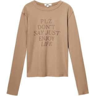 LINCCHIC金羽杰时装打底衫内搭圆领简约印字长袖T恤女上衣FK100Y