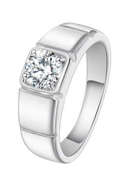 925纯银男简约时尚莫桑石戒指男