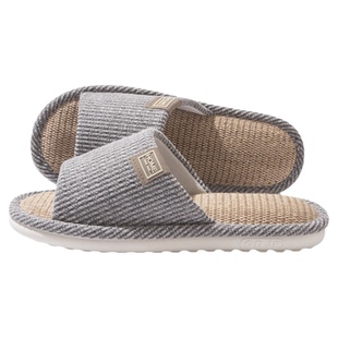 亚麻静音拖鞋女款室内家居防滑透气待客吸汗防臭四季棉麻布拖鞋男