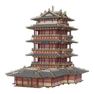 3d激光立体拼图济南超然楼模型中国古建筑宋元大殿庙微缩木质拼装