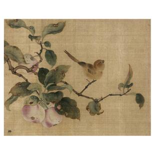1:1宋 林椿 果熟来禽图宋画小品26.9x27.2cm高清微喷复制临摹手稿