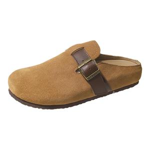 星期六真皮复古勃肯鞋女士单鞋2024年秋季新款平底森系勃肯半拖鞋