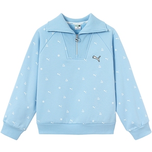 PUMA彪马官方童装儿童女童秋冬加绒长袖卫衣半拉链翻领休闲上衣