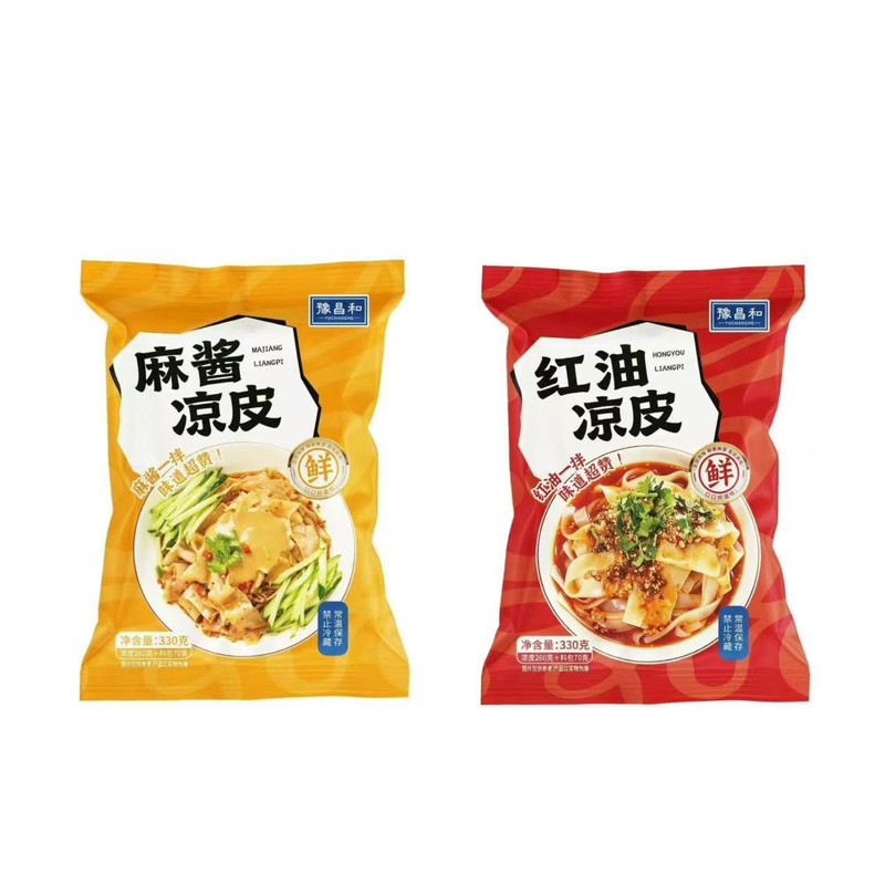 豫昌和鲜凉皮330g*7包红油麻酱凉皮开袋即食免煮免泡夜宵饱腹解馋