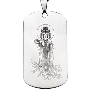 道系挂饰妈祖吊坠钛钢项链天后圣母海神吉祥平安挂件精致刻字挂坠