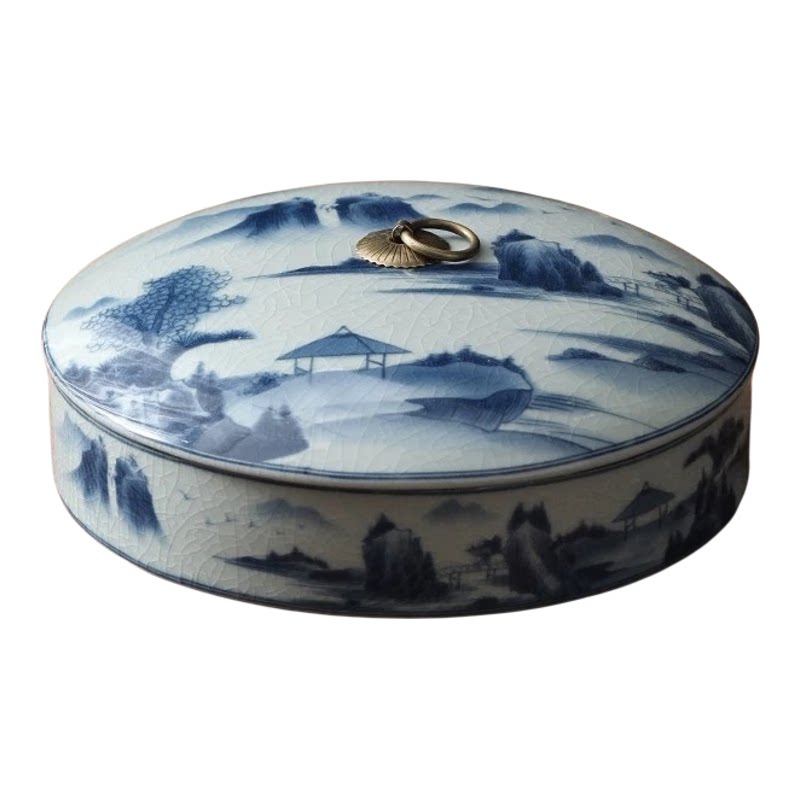 仿古青花陶瓷普洱醒茶罐