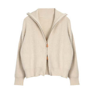 宋佳同款老钱风polo领针织衫毛衣女春秋设计感双拉链别致长袖上衣