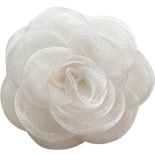 白色山茶花朵发夹子头饰发饰头发卡子女鸭嘴头花配饰品海边耳侧面