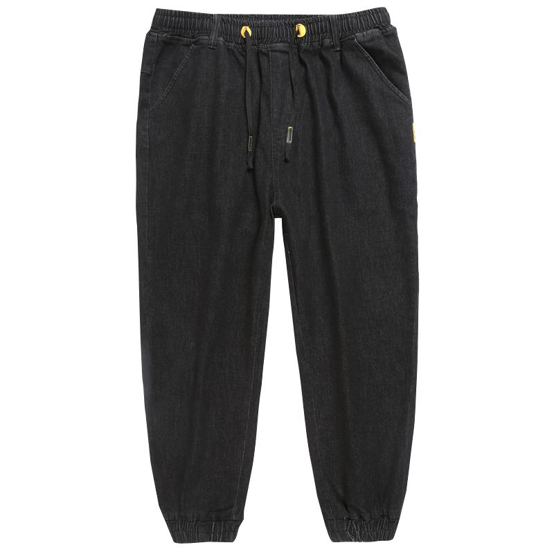 秋冬款哈伦裤子牛仔裤男宽松加肥加大码运动胖子肥佬弹力松紧束脚