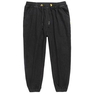 秋冬款哈伦裤子牛仔裤男宽松加肥加大码运动胖子肥佬弹力松紧束脚