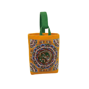 中国风敦煌团龙藻井手提遛弯水桶小布袋手腕手机收纳包包复古国潮