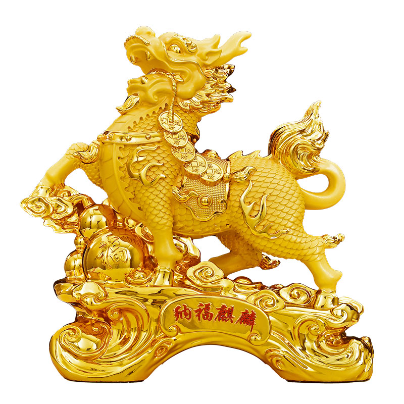 鑫源祥招财麒麟摆件一对