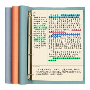 b5活页本软皮笔记本康奈尔皮面外壳网格本可拆卸空白四孔活页内芯手帐大容量考研学习本子定制a4九孔活页夹