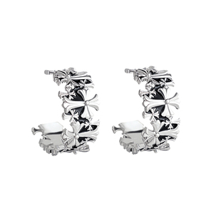 SUMIYAKI 复古朋克十字架C圈耳环哥特式耳圈s925银针小众设计耳饰