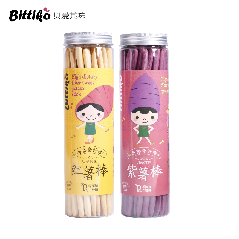 贝爱其味磨牙饼干不含白砂糖高膳食纤维紫薯棒&红薯棒