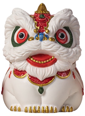 创意国潮醒狮陶瓷摆件生日礼物