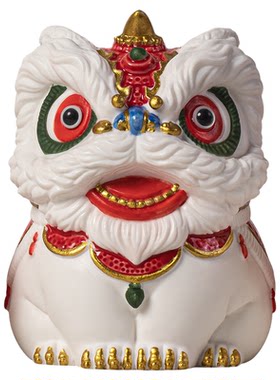 创意国潮醒狮陶瓷摆件生日礼物