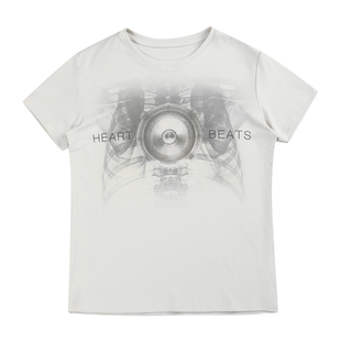 no E mosen（noE）''HEART BEATS''胸腔震动数码印花正肩街头短袖