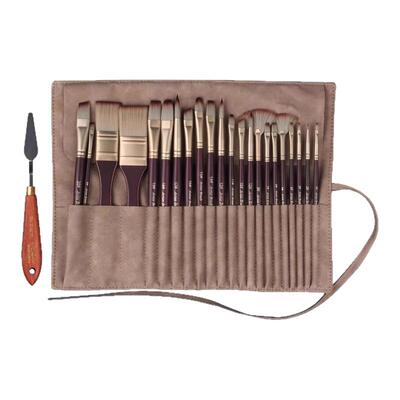 乔尔乔内画笔24件套装尼龙毛水彩水粉丙烯油画笔刷板刷刮刀仿真皮