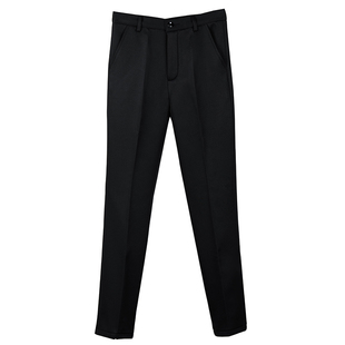黑色工作裤服务员直筒松紧腰上班职业装高腰正装西装裤女春秋长裤